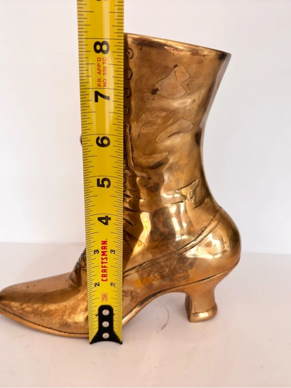 Victorian Vintage Brass Boot Planter Shelf Decor MCM Hollywood Regency Art Deco - Picture 7 of 10